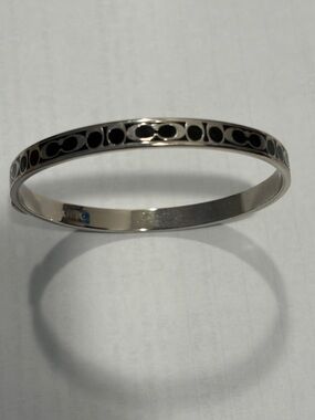 Coach Silver and Black Enamel Monogram Bangle